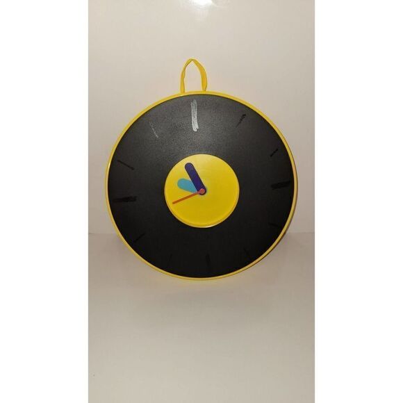 1990s Pladdra Yellow and Black Plastic Wall Clock Chenyi Ke for IKEA Y2K Retro - Picture 1 of 10